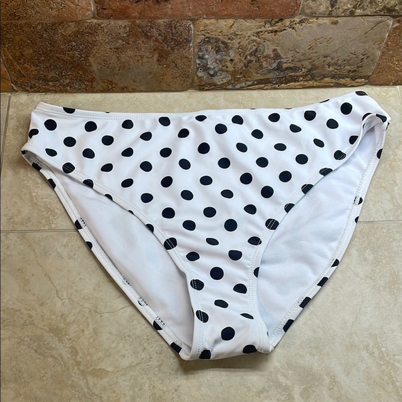 Nicole Miller Bottom Bikini Polka Dot Tankini Swim White Black Size L - Picture 2 of 9